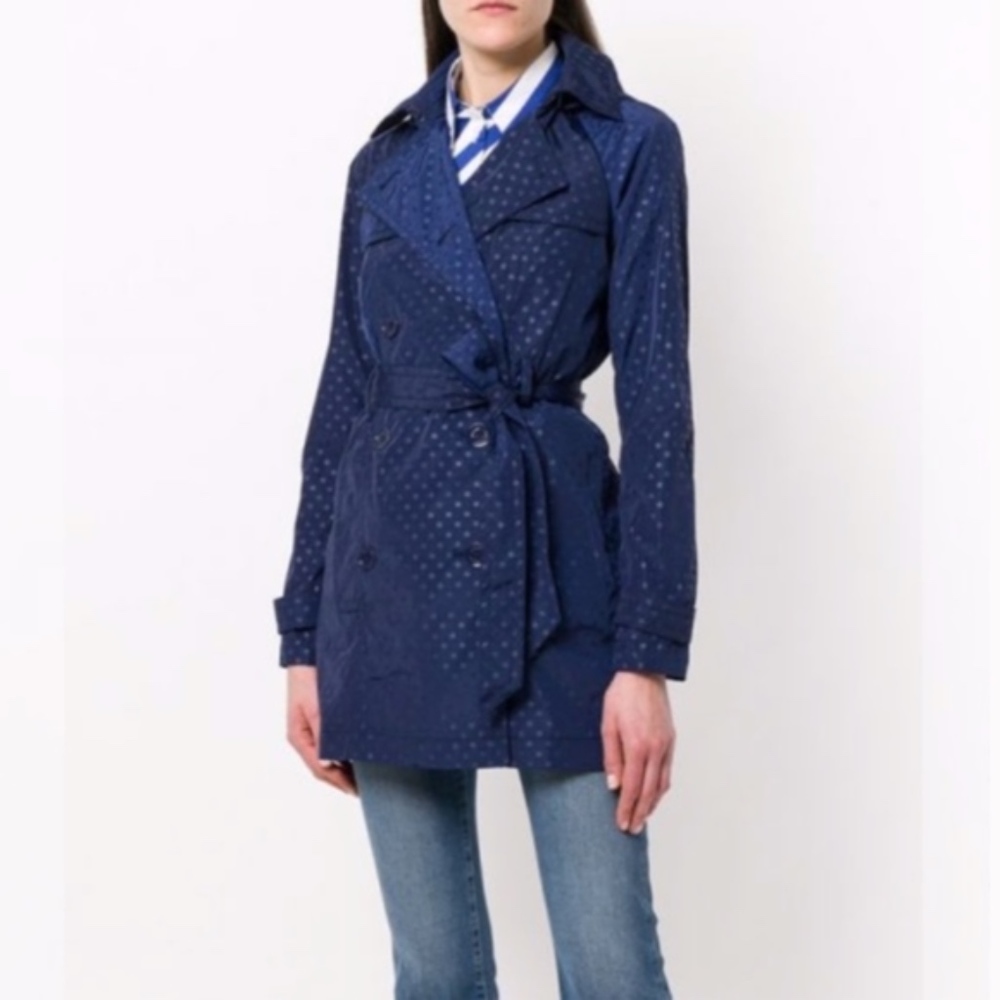 Michael Kors Polka Dot Navy Trench Coat
